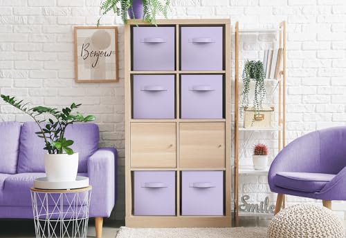 Sorbus Storage Cubes - 11 Inch Foldable Fabric Baskets for Organizing Pantry, Closet, Shelf, Toy Box, Cubby - 6 Collapsible Cloth Cube Storage Bins for Home, Nursery, Playroom, Bedroom (Pastel Purple)