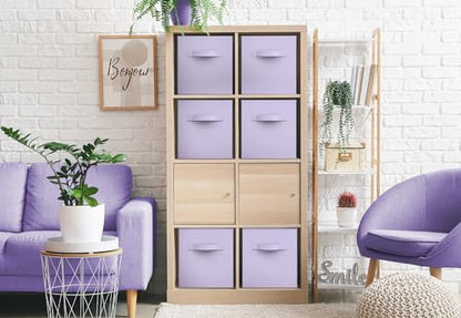 Sorbus Storage Cubes - 11 Inch Foldable Fabric Baskets for Organizing Pantry, Closet, Shelf, Toy Box, Cubby - 6 Collapsible Cloth Cube Storage Bins for Home, Nursery, Playroom, Bedroom (Pastel Purple)