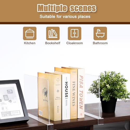6 Pack Clear Acrylic Shelf Dividers for Closet Organization | Purse Organizers for Closet, Handbag Organizers for Shelves, Adjustable Clothing Dividers, for Bedroom, Office & Kitchen