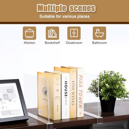 6 Pack Clear Acrylic Shelf Dividers for Closet Organization | Purse Organizers for Closet, Handbag Organizers for Shelves, Adjustable Clothing Dividers, for Bedroom, Office & Kitchen
