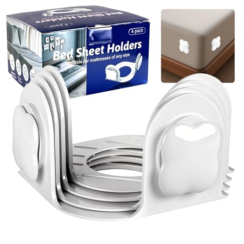 Twist-Lock Bed Sheet Holder & Corner Grippers - Stops Shifting & Bunching for a Tight Fit, Innovative Clip-Free Design,Universal for All Mattress & Sheet Sizes