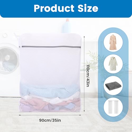 2 Pack XXX-Large Mesh Laundry Bags for Delicates, 35 x 43 Inches | 120gsm Honeycomb Mesh, Protect Delicates, Sturdy Zipper, Reusable, Washer & Dryer Safe, For College, Dorm, Home and Travel
