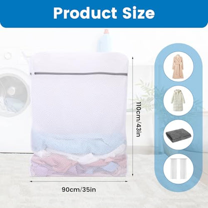 2 Pack XXX-Large Mesh Laundry Bags for Delicates, 35 x 43 Inches | 120gsm Honeycomb Mesh, Protect Delicates, Sturdy Zipper, Reusable, Washer & Dryer Safe, For College, Dorm, Home and Travel