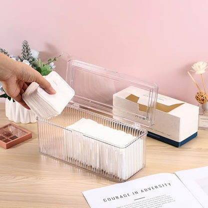 Clean Pads Container for Bathroom,Plastic Makeup Sponge Organizer | Square Cotton Pad Holder Dispenser for Makeup Desktop Organizer with Lid for Vanity
