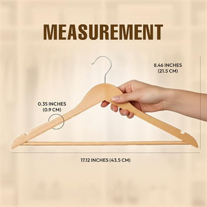 Utopia Home Wooden Hangers 20 Pack – Slim Suit Hangers Natural | 360° rotatable hook | Shoulder grooves | Durable & slim design | Ideal for suits, coats & jackets
