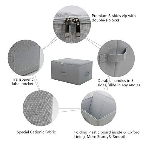 17.6 X 13.6 X 9.7",Folding Closet Clothes Storage Boxes with Zip Lid, 2 PCS | 17.6"x 13.6"x 9.7", drawer Cubes, Breathable Fabric & foldable Design Organizer Bins for Clothing Toy Dolls, Blankets