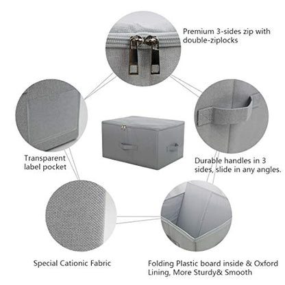 17.6 X 13.6 X 9.7",Folding Closet Clothes Storage Boxes with Zip Lid, 2 PCS | 17.6"x 13.6"x 9.7", drawer Cubes, Breathable Fabric & foldable Design Organizer Bins for Clothing Toy Dolls, Blankets