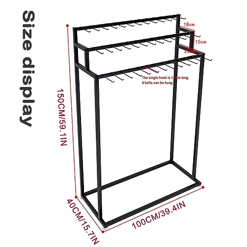 Floor Mounted Metal Belt Hanger Scarf Rack for Retail (100X40X150CM) | Men Closet Display Stand Ties Shawls Purse Shelf Painted Surface Stable Frame Multi-purpose Non-slip MovableStorage Rack