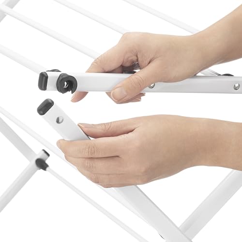 Whitmor Expandable Clothes Drying Rack: 3 Tier Laundry Drying Rack, Collapsible Drying Rack Clothing, Portable Space Saving Clothing Rack for Indoor Outdoor, 35.5" L x 14.50" W x 45.2" H, White