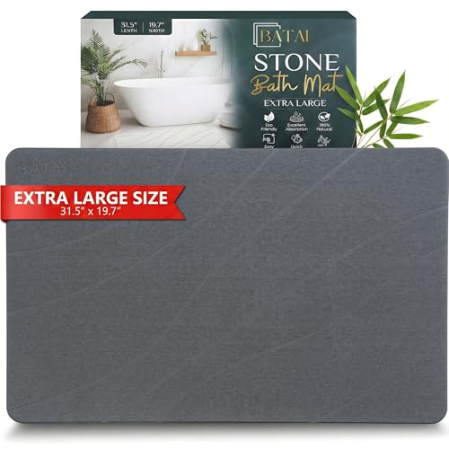 Extra Large Diatomaceous Earth Stone Bath Mat (31.... (Dark Gray | Diatomite)