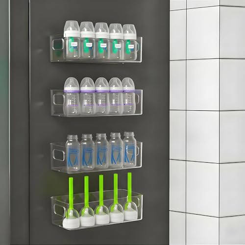 4Pack Clear Magnetic Baby Bottle Organizer for Ref... (4 Count | Clear | Clear)
