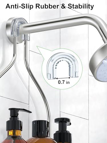 SMARTAKE Hanging Shower Head Caddy, Shower Shelf Organizer, Silver | SUS201 Rustproof Stainless Steel Over The Storage Rack, for Toilet, Bathroom