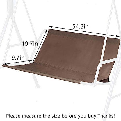 Swing Seat Cover - 600D Thickened Oxford Waterproof Chair Bench Replacement Outdoor Cushion for 2/3 Seat Patio Garden Swing Chair (Coffee, L - 54.3x19.7x19.7in)