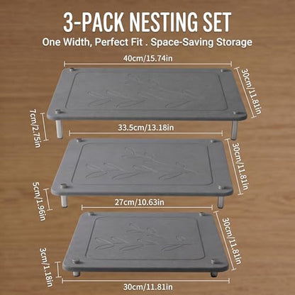 3-Pack Diatomaceous Earth Mat, Large Stone Drying Mat for Kitchen | Nesting Diatomite, Quick Dry, Non Slip, Heat Resistant（15.75"×11.81" & 13.19"×11.81" & 10.75"×11.81"）