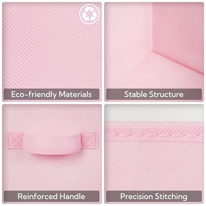 GRANNY SAYS Cube Storage Bins, 11 Inch 6 Pack Storage Cube Organizer, Foldable Fabric Storage Boxes with Handle, Decorative Clothing Storage Baskets for Shelves, Closet, Pink
