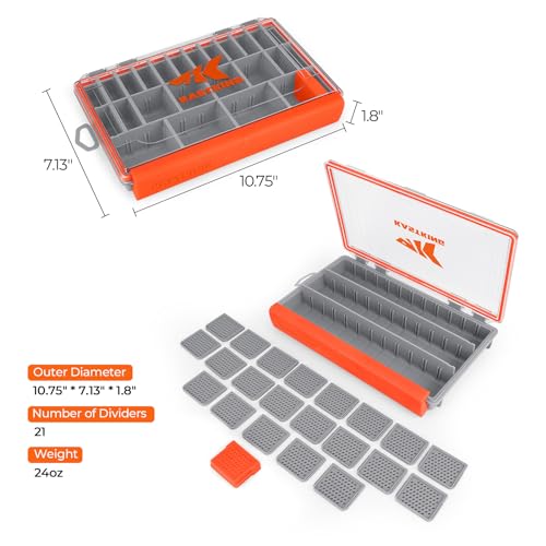 KastKing HyperSeal Waterproof Tackle Box, 3600 Tackle Trays | Fishing Tackle Box Organizer with Removable Dividers, Lure Box and Terminal Tackle Storage, Fishing Gear, 1 Pack