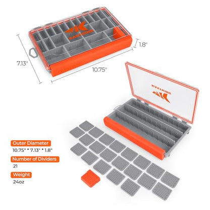 KastKing HyperSeal Waterproof Tackle Box, 3600 Tackle Trays | Fishing Tackle Box Organizer with Removable Dividers, Lure Box and Terminal Tackle Storage, Fishing Gear, 1 Pack