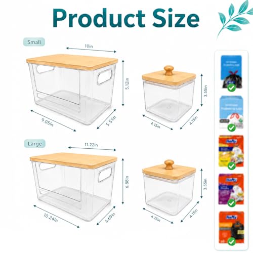 4 PACK Stackable Trash Bag Dispenser Organizer, Multi-Purpose Under Sink Garbage Bag Storage Holder for Kitchen Cabinet Pantry Laundry Room Grocery Plastic Bag Container Organizer