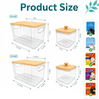 4 PACK Stackable Trash Bag Dispenser Organizer, Multi-Purpose Under Sink Garbage Bag Storage Holder for Kitchen Cabinet Pantry Laundry Room Grocery Plastic Bag Container Organizer