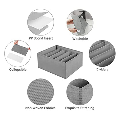 Jeans Drawer Organizers for Clothing, 5 Compartment Wardrobe Storage Box, Washable Clothes Organizer for Folded Clothes, Jeans, Pants, Leggings, t-shirts(Grey)