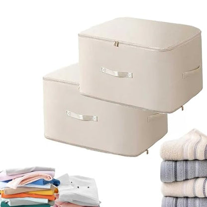 2PCS Ultra Space Saving Self Compression Organizer,Dustproof And Moisture-Proof Compression Storage Bag For King/Queen Comforters, Pillows, Bedding/Quilt, Blanket, Duvet (White, Large)
