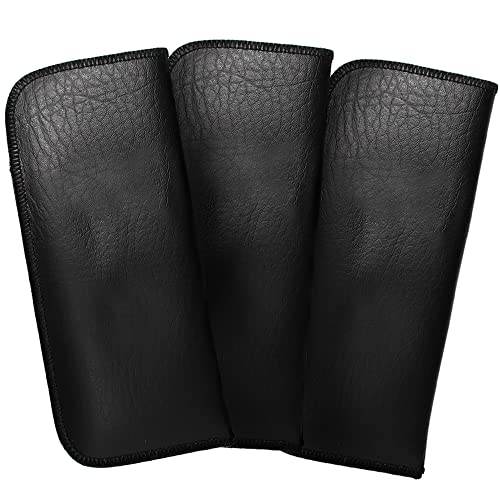 Calabria Slim Eye Glasses Case with Clip Soft PU Leather Black (3Pack) Men Women Eyeglass Pouch Slip-In Eyewear Sunglasses Bag