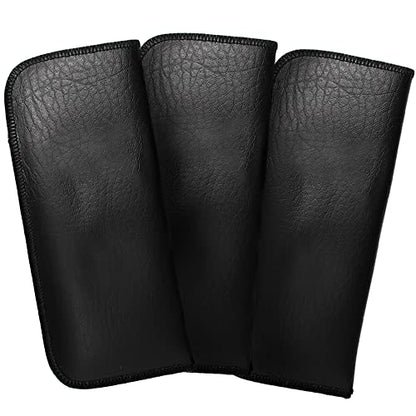 Calabria Slim Eye Glasses Case with Clip Soft PU Leather Black (3Pack) Men Women Eyeglass Pouch Slip-In Eyewear Sunglasses Bag