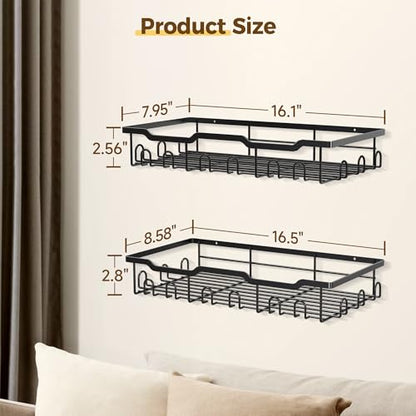 Hat Rack for Wall - 2 Pack Metal Hat Organizer for Baseball Caps - Heavy Duty Wall Mounted Baseball Cap Organizer and Hat Storage for Closet Wall or Bedroom - Holds 48 Caps,Black