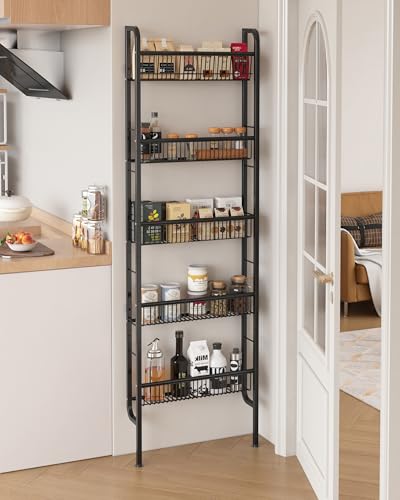 UMDONX Narrow 5-Tier Behind-the-Door Bathroom Storage Rack | Space-saving Storage for Tight Spaces; Suitable for Kitchen and Bathroom