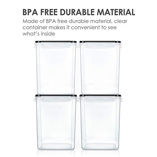 Vtopmart 5.2L Flour Sugar Storage Containers, 4 PCS, Black