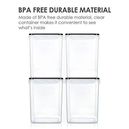 Vtopmart 5.2L Flour Sugar Storage Containers, 4 PCS, Black