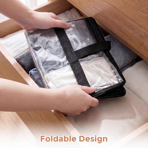 6 Pack Clear Storage Bags for Clothes, 45L Closet Organizers and Storage | Plastic storage with zipper and handle, moving bags, under-bed storage, closet organizer for blankets, comforters, toys