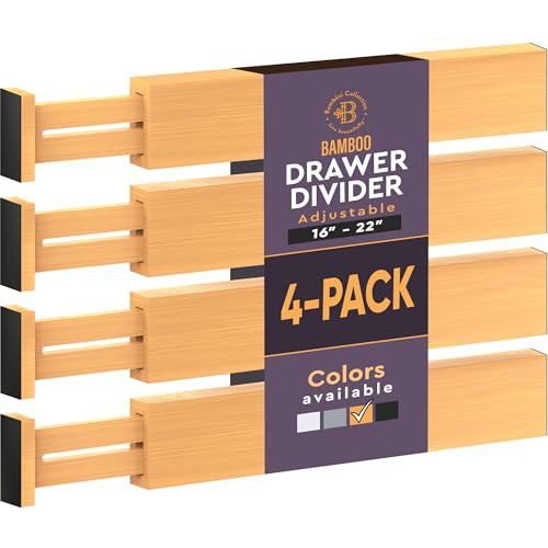 4-Pack Drawer Dividers 2.6-Inch High Dresser Drawe... (4 Count | Bamboo | Bamboo)