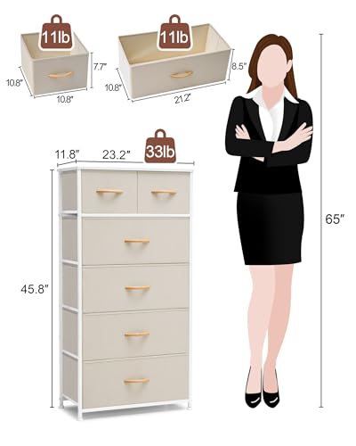Dresser for Bedroom Tall Skinny Dresser Storage To... (Beige)