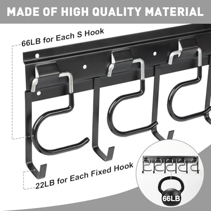 LEYU Metal Garage Tool Organizer Wall Mount, 2 Pack Garden Tool Organizer With Extension Cord Straps, Garage Organization Hooks and Hangers for Shed, Yard Storage, Wall Holder for Hanging Broom Mop