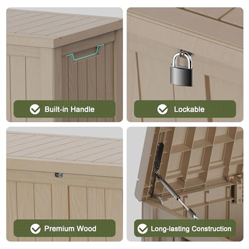 150 Gallon Outdoor Deck Box Waterproof, Large Storage Box for Patio, Resin Storage Bench Lockable for Garden Tools, Package Delivery, Grey