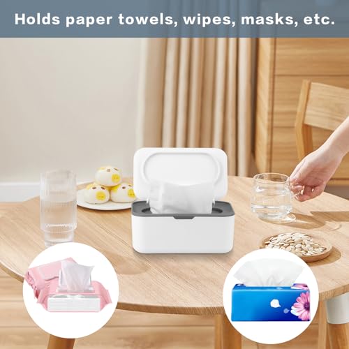 2Pcs Baby Wipes Dispenser,Wipe Holder Wipes Box for Baby & Adult(Gray/Blue) | Keeps Wet Tissue Fresh,Easy Pull Wipes Pouch Case,flushable wipes dispenser,baby wipe holder for baby wipe container