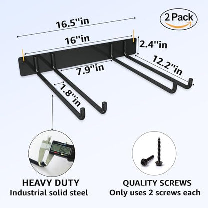 YYR Folding Chair Storage Rack, Garden Tool & Foldable Chairs Organizer Hangers for Garage Organization, Lawn, Beach, Camping, Yard Chairs Hooks Wall Mount, Soild Metal Max Load 240 LBS - 2 Pack