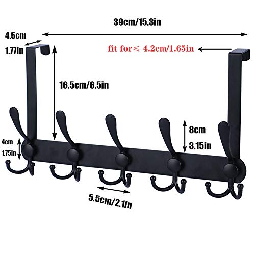 Over The Door Hooks,Coat Rack for Hanging Clothes Hat Towel (Heavy Duty Black 1pcs) …