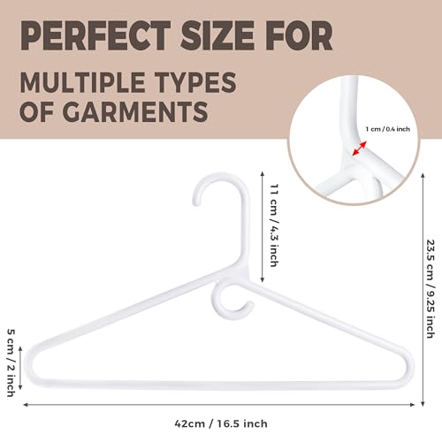 Quality White Plastic Hangers 30 Pack - Super Thick Heavy Duty Multipack for Clothes - Strong Standard Closet Clothing Hangers with Hook for Scarves and Belts-17 for Coats (White, 30)