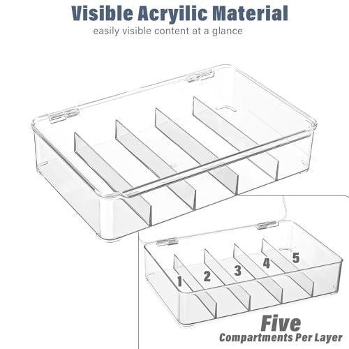 Sunglass Organizer, 3 Layers Acrylic Sunglasses Organizer, Clear Stackable Glasses Storage Organizer with Lid, Eyeglass Storage for Multiple Glasses, Reading Glasses