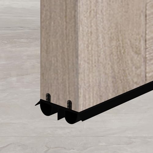 36" Kerf Slide-in Double Bulb Seal Weatherstrip Door Bottom – Durable Seal for Energy Efficiency & Draft Protection (Black)