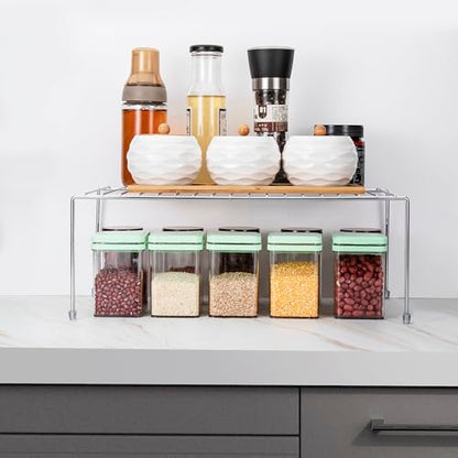 Kitchen Cupboard Shelf Wire Rack - 4 Pack Cabinet... (Silver | Metal)