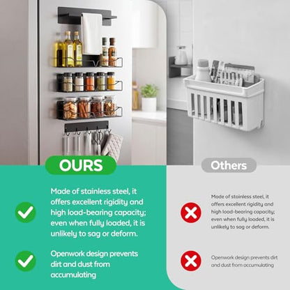 5Pcs Heavy-Duty Magnetic Shelves for Fridge, Washing Machines, Dryers, Metal Doors, and Any Metal Surface