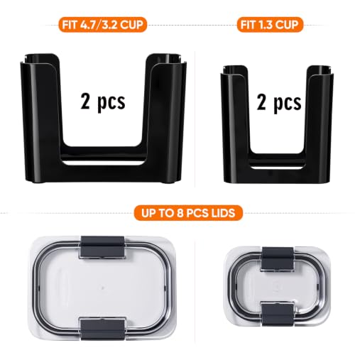 4 Pcs Lids Organizer for Rubbermaid Brilliance Lids | Stack-able Lid Storage, Holds 4.7 Cup, 3.2 Cup & 1.3 Cup Food Containers, Inside Cabinet
