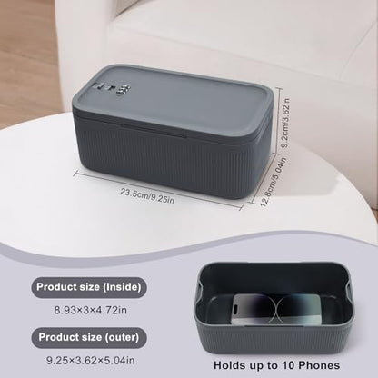 Lockable Storage Box, Small Lock Box with Combination Code for Phone/Medicine Safe/Food Home/Refrigerator/Office/Personal Items/Travel/Gift,9.25 x 5.04 x 3.62’’