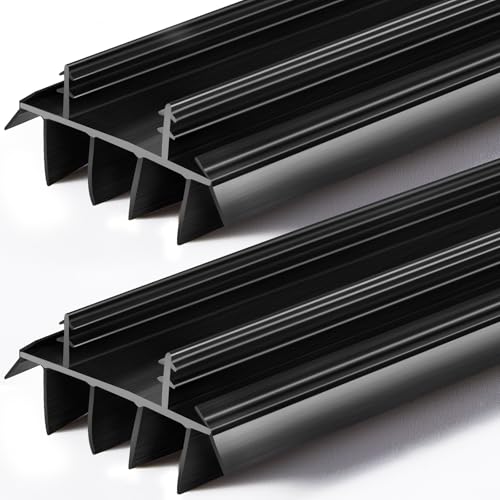 Pushglossy 2 Pcs 32inch Replacement Door Bottom with Vinyl Fins 1 3/4" Wide Threshold Seal Bottom of Door Weatherstrip Kerf Weather Stripping for 7/8" Between Barbs(Black)