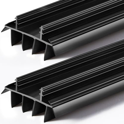 Pushglossy 2 Pcs 32inch Replacement Door Bottom with Vinyl Fins 1 3/4" Wide Threshold Seal Bottom of Door Weatherstrip Kerf Weather Stripping for 7/8" Between Barbs(Black)