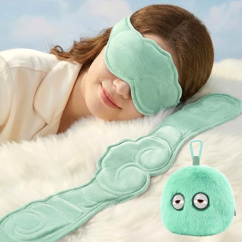 Weighted Sleep Mask with Gentle Pressure | Lightweight, Soft, Breathable & Skin-Friendly | Perfect Blackout for Deep Sleep, Travel, Meditation,Yoga (Light Green, Ruyi)