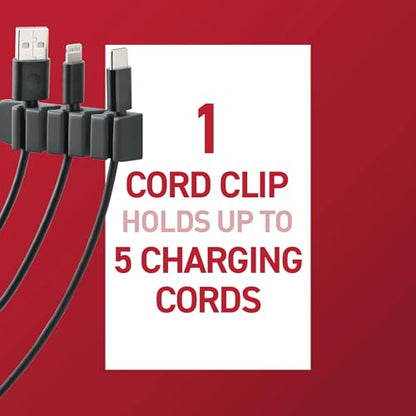 Command 5-Cord Clip Organizer, Black, 4 Clips, 8 Medium Strips | Cord Clip Organizer For Cable Mnagement, Keeps Electronic Cords Hidden, Good For Gaming Setups, Damage Free Cord Organizing